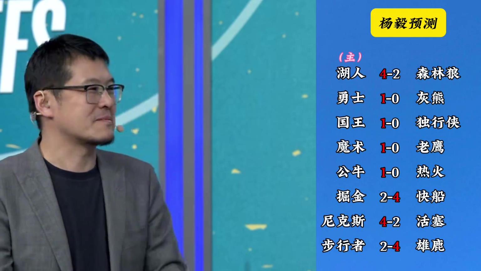 明燈來(lái)了！看看楊毅的季后賽預(yù)測(cè)：湖人4-2狼 快船4-2掘金